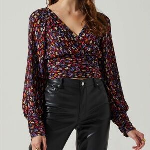 77 NWT ASTR the label $88 FLORAL LONG SLEEVE TOP size S